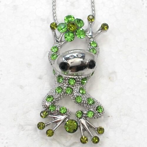 12pcs/lot Wholesale Rhinestone Frog Fashion Pendant Necklaces Chain Jewelry F101386