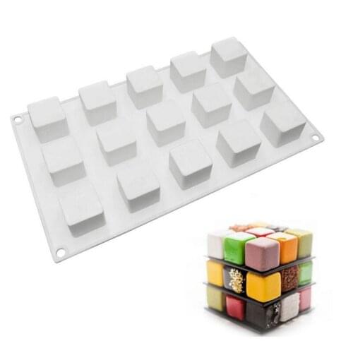 15 Holes Cube Silicone Cake Decorating Mold For Baking Mould Dessert Mousse Pastry Pan Bakewar Bakeware