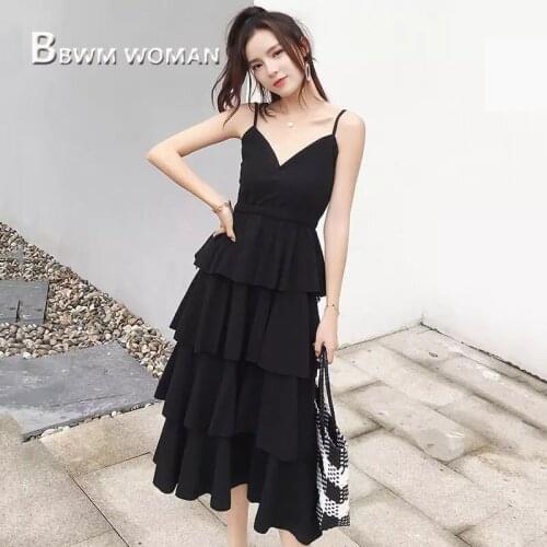 2019 Black And White Color Women Dress V Neck Refreshing Female Dresses