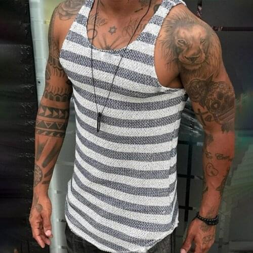 2021 New Summer Classic Loose Tank Tops Gentleman Striped Print O-Neck Sleeveless Clothing Male Casual Daily Plus Size XXL Blusa