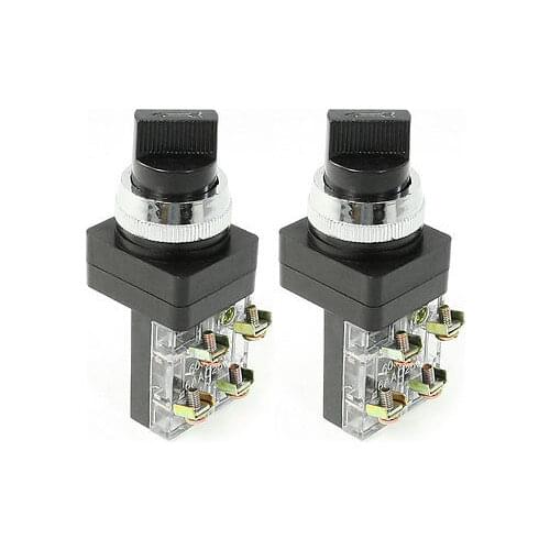 250VAC 6A DPST 4-Terminal 2 Positions Black Selector Latching Push Button Switch