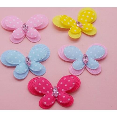 4.5*3.2cm 30pcs/lot double layer butterfly Padded Appliques for Children Headwear Hair clip Accessories and Garment Accessories