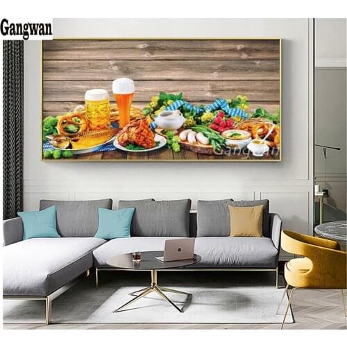 5D mosaic full Square round Diamond painting Beer meat delicious food picture of rhinestones embroidery Kitchen Restaurant Decor