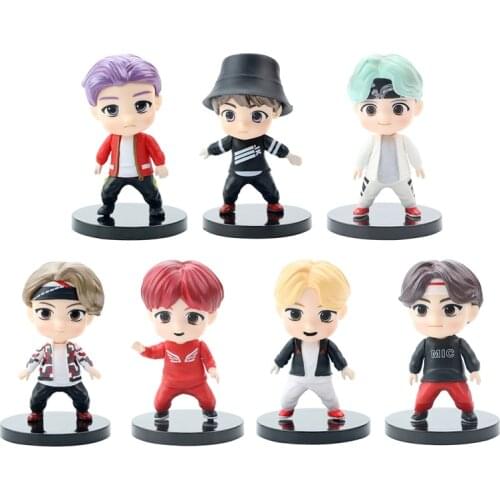 7pcs/lot KPOP Bangtan Boys TinyTAN Korean Characters Groups Model Toys Action Figures Toy For Grils Brinquedos