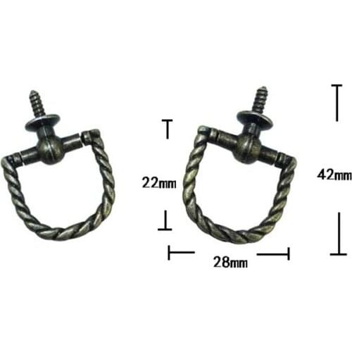 Antique Handle Cabinet Knobs Jewelry Box Drawer Cupboard Alloy Pull Handles Self-Tapping Screws Vintage Furniture Fittings,2Pcs