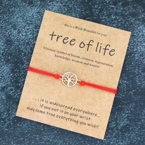 Lucky Tree of Life Charm Bracelet Tree of Life Wish Card Bracelet Red String Bracelet for Woman Men Friendship Bracelet Gift