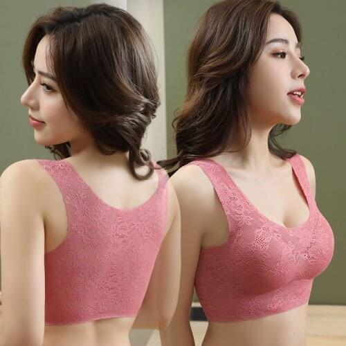 BS76 Summer Sexy Lace One-piece Wire Free Bra Women Push Up Seamless Breathable Underwear Plus Size Ultra-thin Bras