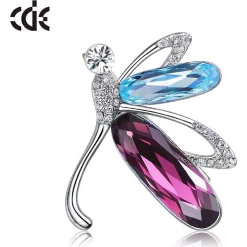 CDE Sparkling Crystal from Dragonfly Brooch CZ Stone Pin Sweater Brooch for Women Gifts Fashion Insect Jewelry