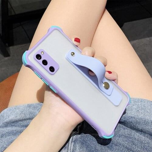 Wrist Strap Phone Holder Case For Samsung A72 A52 A42 A32 A12 5G A02 A02S F62 M62 M51 M31 M02 S M12 M30 S Matte Shockproof Cover