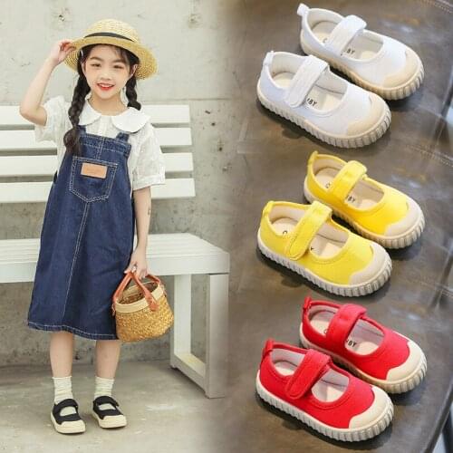 2021 Childrens Canvas Shoes Summer New Students Korean Casual Biscuit Shoes Flats Breathable Hot Fashion Cute Shoes Kids Shoes