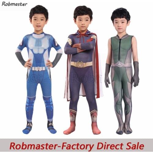 Kids The Boys Cosplay Costume Homelander A-Train the DeepThe Seven Superhero Zentai Jumpsuit Halloween Boys Party Costumes