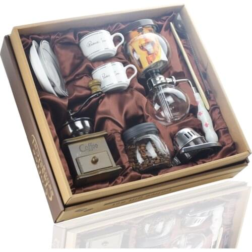 Ecocoffee Coffeeware Sets 300ML Coffee Syphon Manual Coffee Grinder Espresso Cups Burner Best Gifts for Family