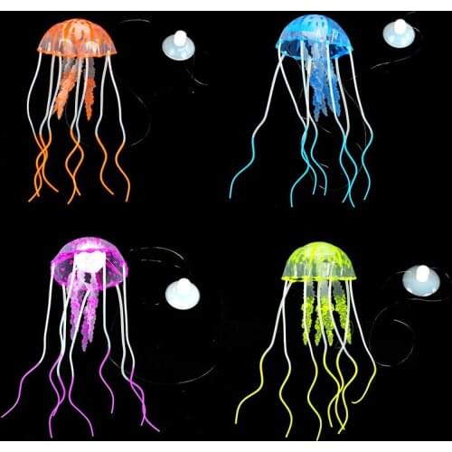 Artificial Glowing Effect Silicone Vivid Jellyfish Fish Tank Accessories Aquarium Jellyfish Decoration Ornament Hot Sale