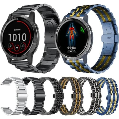 Classic Metal Stainless Steel Strap For Garmin Venu 2 Wrist Band Vivoactive 4 45mm Smart Watch Watchband Bracelet Belt