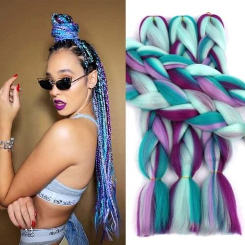 24 Inch Jumbo Braiding Hair For Women Pre Stretched Afro Ombre Synthetic Hair Braid Extension For White Box Twist Braids