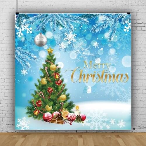 Laeacco Christams Tree Pine Forest Winter Snowflake Light Bokeh Child Photocall Banner Photo Background Photographic Backdrops