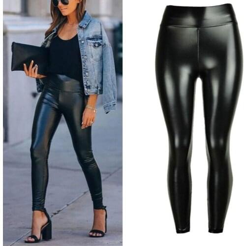 Zoulv Autumn Winter Leather Trousers Large Size Women Leather Pencil Pant Leggings High / Wide Waist Good Stretchy Hip Push Up