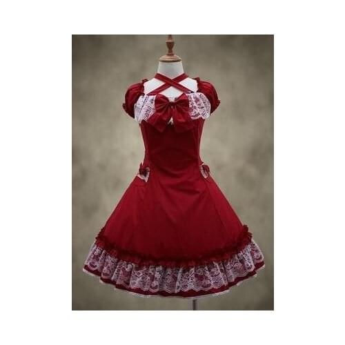 LLT036) Lolita Dresses Short Sleeve Sweet Lolita Short Dress Ball Gown Fancy Prom Dress Halloween Party Masquerade Costume