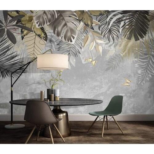 Custom wallpaper papel de pared hand-painted abstract line plants tropical plants indoor background wall 3d wallpaper