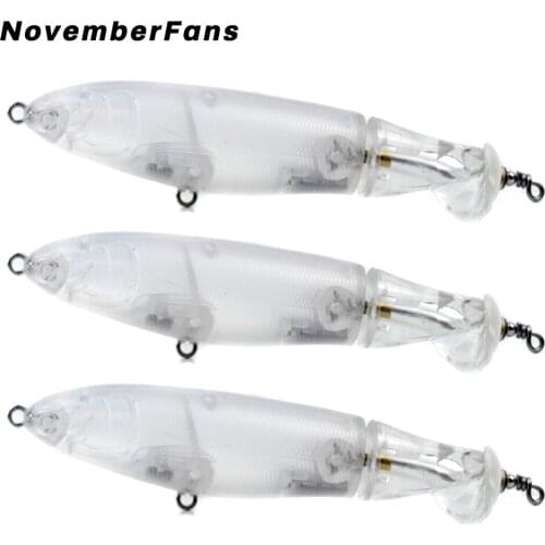 NovemberFans 15pcs/lot Blank Popper Fishing Lures 10cm 14.5g Topwater Unpainted Fishing Tackle Long Casting Clear Body DIY Bait