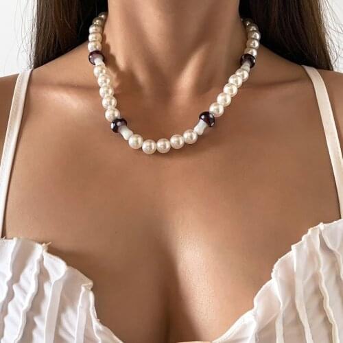Kpop Accessories Mushroom Pearl Necklace for Women Choker Beads Necklace Aesthetic Charm Clavicle Chain Jewelry Lady Collares