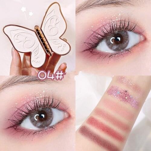 6 Colors Eyeshadow Palette Butterfly Eye Shadow Lucky Koi Pearl Sequins Glitter Matte Makeup Plate Glitter Eyeshadow Earth Color