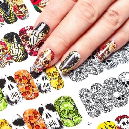 12 Designs In 1 Set Winter Christmas Style Snowflake Full Wraps Nail Art Water Transfer Stickers DIY Manicure Decals