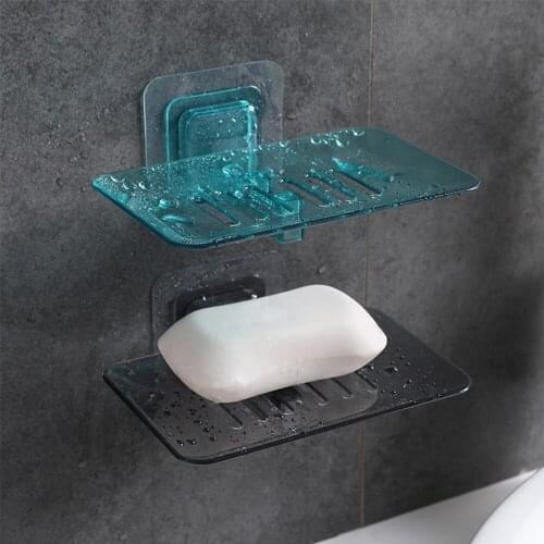 Plastic Holder Soap Dish Case Soap Box Dish Storage Plate Drain Soap Box Storage Rack Suction Cup Bathroom Tray Accessories