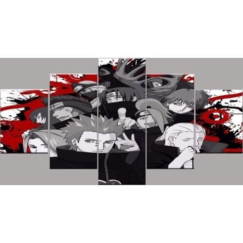 HD 5 Piece Poster Anime Naruto Sasuke Canvas Painting Mural Modern Living Room Kids Bedroom Home Wall Picture Decoration