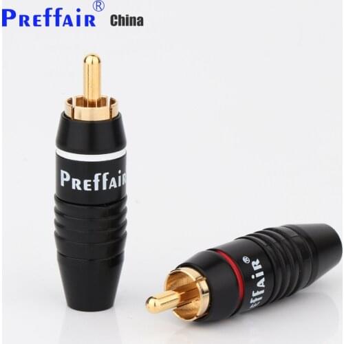 Preffair R1711 Brass RCA Male Plug Jack Audio Cable Solder Gold plated Connector