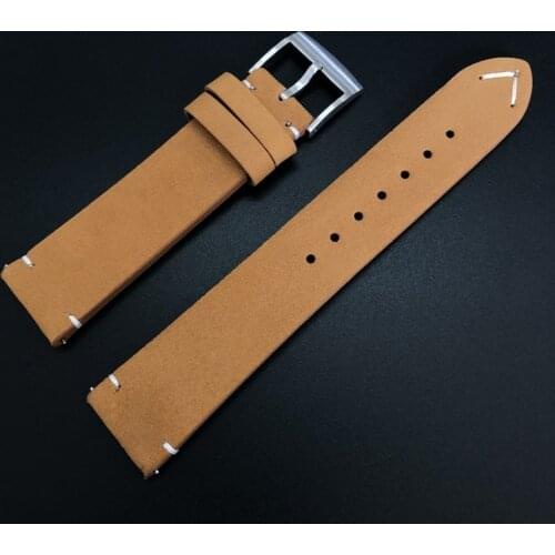 3 Genuine Leather Strap for Lug Size 20mm Watch for Steeldive Diving Watch Brown Coffee Color with Stainless Steel Buckle