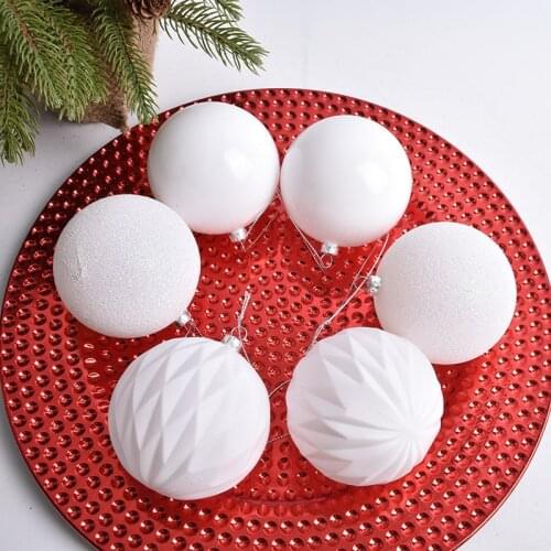 Christmas decoration supplies 6-8CM white Christmas ball pendant Christmas tree decoration