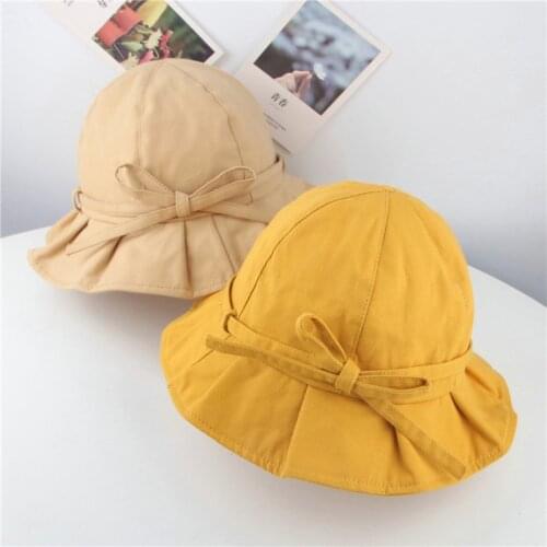 Cute Bowknot Baby Bucket Hat Soft Brim Baby Girls Sun Hat Spring Summer Outdoor Kids Children Fisherman Hat Toddler Cap