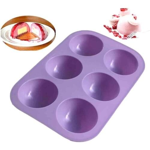 6 Holes Silicone Baking Mold 3D Half Ball Sphere Mold Muffin Cake Bakeware Mold Tools Cupcake kitchen DIY Chocolate F6Z9