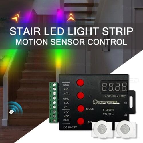DIY Addressable light strip motion sensor dimming Stair streamline light under cabinet dreamcolor light Strip for the stair