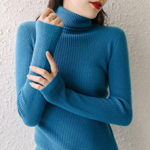 Super Warm Cashmere Wool Sweaters and Pullovers Women Winter High elasticity Soft Sweater Turtleneck Female Basic Pullovers