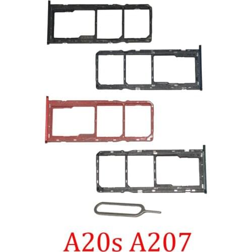 Phone SIM SD Card Trays For Samsung Galaxy A20s A207F A207M A207 Original Phone SIM Chip Card Slot Holder Drawer Part + Pin