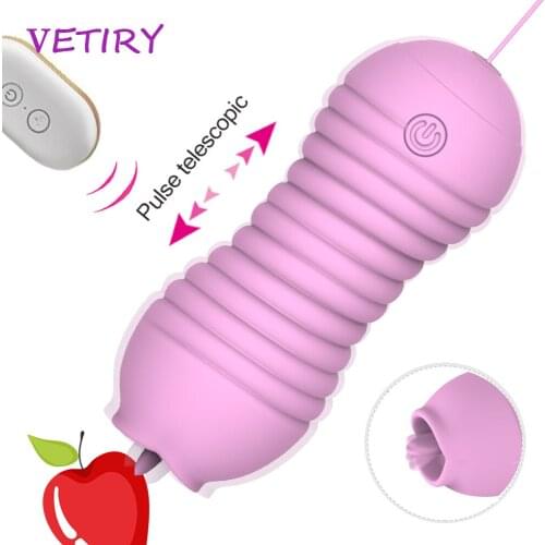 VETIRY Telescopic Tongue Vibrator Silicone Remote Control 7 Licking Modes Oral Sex Vibrator G-Spot Massager Sex Toys for Women