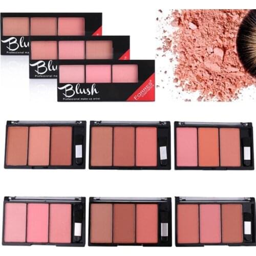 High Quality 3 Colors Blush Combination Plate Gorgeous Natural Color General Rouge Powder Palette Brightening Cosmetic Eyes