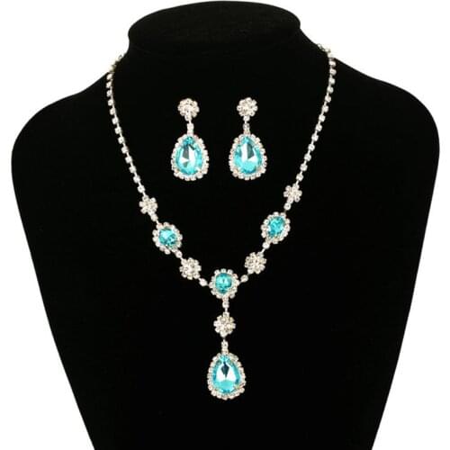 YFJEWE Water Drop Silver Color Plated Crystal Handmade Chain Women Necklace and Earring Sets for Wedding Party Gifts Jewelr N170