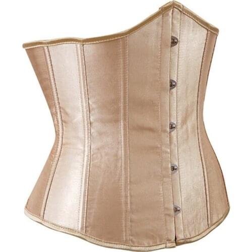 Women Sexy Satin Lace up Court Corset Bridal Vest Slim Waist Shapewear Underwear
