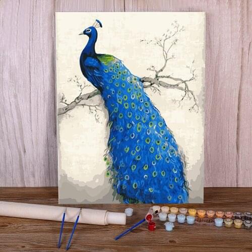 Animal Peacock DIY Painting By Numbers Set Acrylic Paints 50*70 Canvas Pictures New Design For Children Handiwork Art