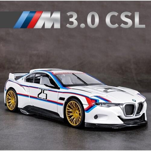 1:24 3.0 CSL Hommage R Le Mans Free Wheeling High Light Sport Racing Car Model Toy Diecast Metal Alloy Miniature Replica