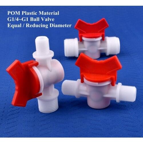 1~50pcs G1/4" ~G1" POM Ball Valve Equal / Reducing Dia Aquarium Tank Water Pipe Connector Home Garden Drip Irrigation Hose Valve