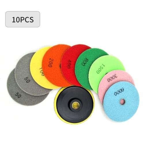 10 Piece 4 inch Wet/Dry Granite Stone Concrete Marble Set Diamond Polishing Pads
