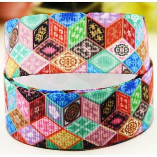 22mm 25mm 38mm 75mm Geometric figure printed Grosgrain Ribbon party decoration 10 Yards X-04469