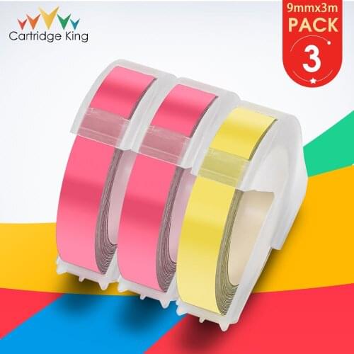 2PK Pink +1 Light Yellow) Labeling Tapes for DYMO 3D Embossing Cassette Ribbon for 814580 20008CP 1741205 DIY Label Printer