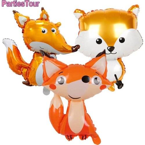 3pcs Fox Balloons Fox FoIL Helium Ballons Baby Shower Kids' Boys Woodland Animals Theme Birthday Party Supplies Decorations