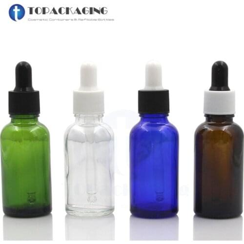 30ML * 50 Dropper Bottle Small Empty Cosmetic Container Glass Serum Reagent Pipette Sample Essential Oil Makeup Refillable Pack