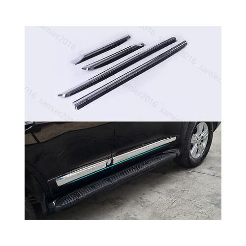 4x Chrome ABS Fit For Land Cruiser LC200 08-17 Out Body Side Molding cover trim